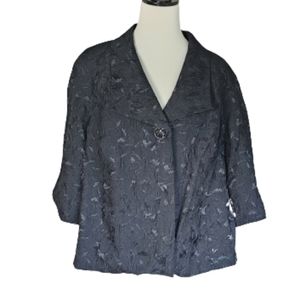 JM Collection plus size black cropped textured blazer jacket Women's size 16W